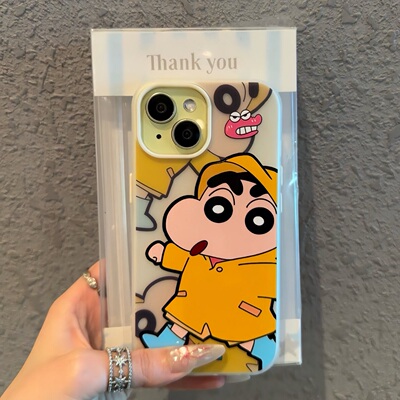 Luck蓝衣小新二合一果冻壳适用苹果15promax手机壳iphone13新款16pro女款12情侣高级感14pro多巴胺11全包软壳