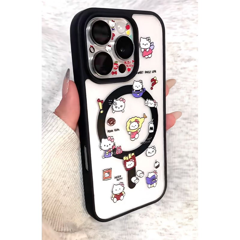 趣味可爱Kitty适用苹果少女卡通16promax手机壳iPhone15pro磁吸吸附苹果KT猫14pro女生12透明xs可磁吸13可爱x