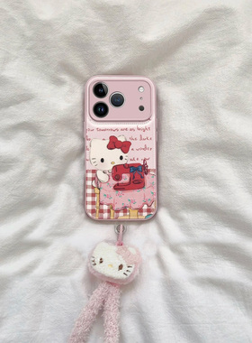 可爱裁缝kt猫适用苹果17promax毛绒挂绳手机壳16pro华为mate70新款糖果气垫壳pura70防摔OPPOReno13/vivos20