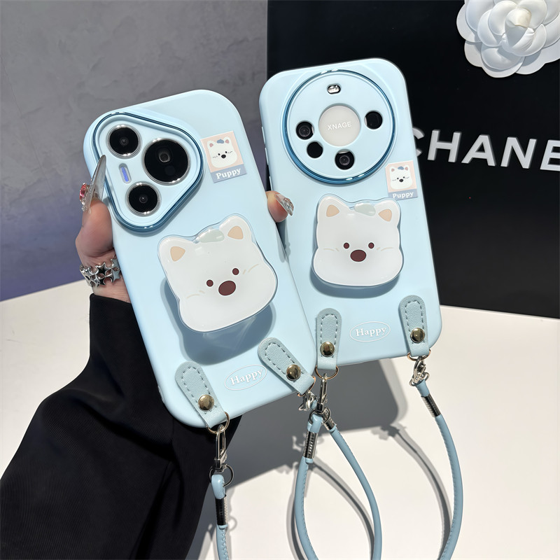 呆萌西高地适用苹果17promax手机壳16pro华为mate70新款小狗支架pura70金属小胖妹OPPOReno14/vivos30小米15