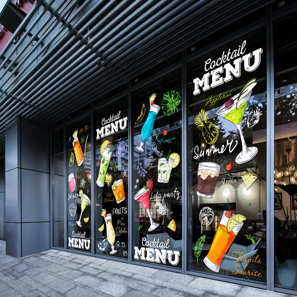 创意鸡尾酒玻璃门贴膜