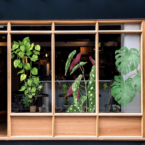 文艺清新绿植橱窗美化玻璃门贴纸绿叶装饰售楼处酒店静电防撞贴膜