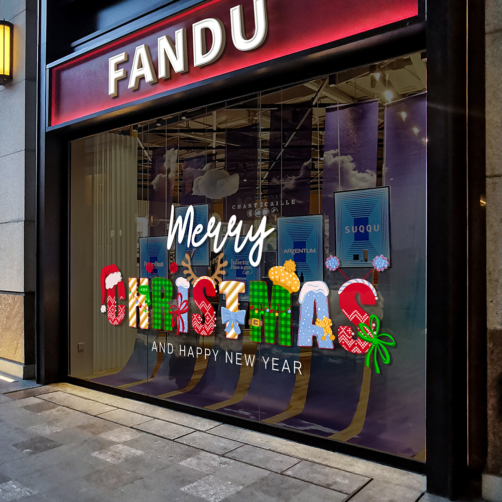 美哲玻璃门橱窗装饰贴纸静电无胶