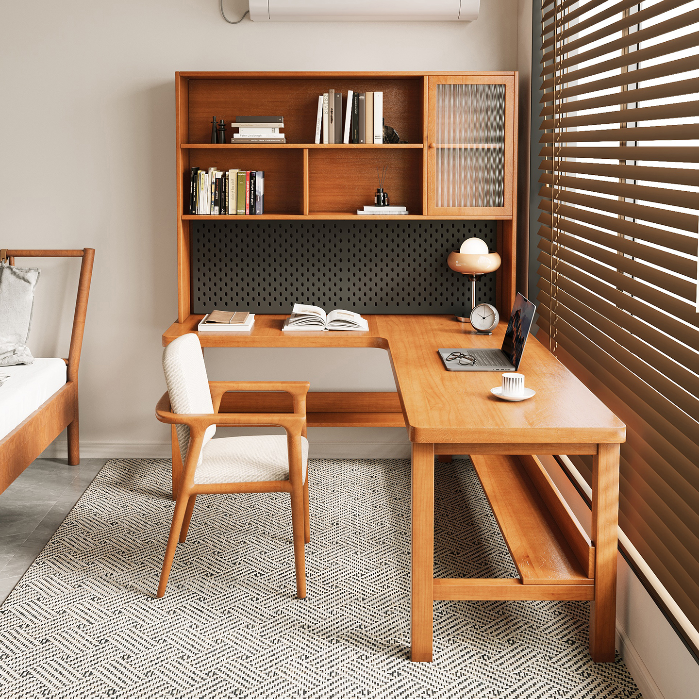 实木转角书桌电脑桌学生家用写字工作台卧室L形拐角办公桌可定制