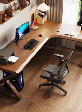 实木转角书桌电脑桌家用学习桌写字桌办公桌长条桌子卧室工作台