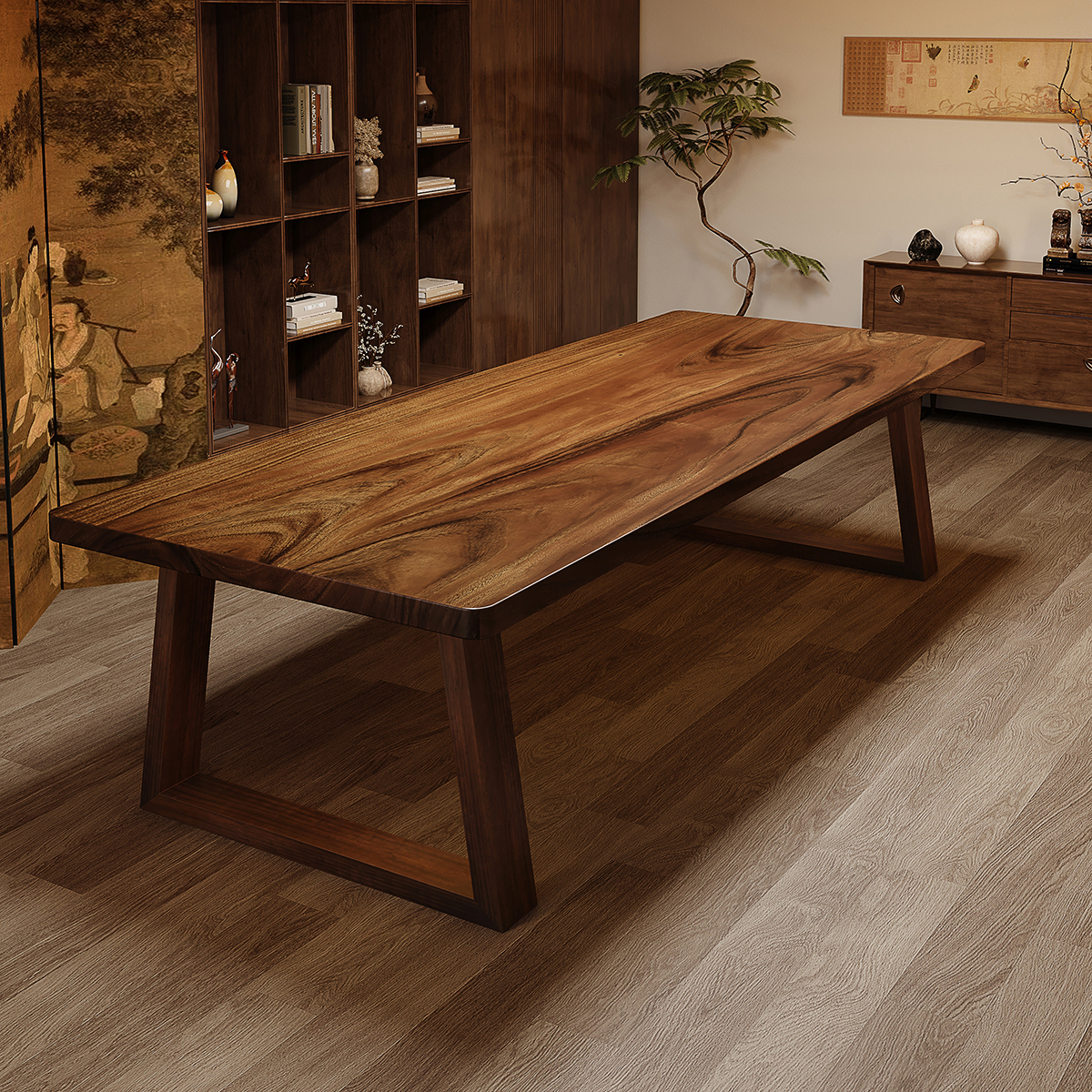 黑胡桃木南美胡桃木实木泡茶桌