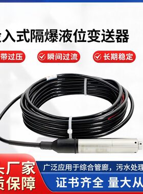 工业水液位变送器 高精度抗震防腐 稳定性高排污水通用监测传感器