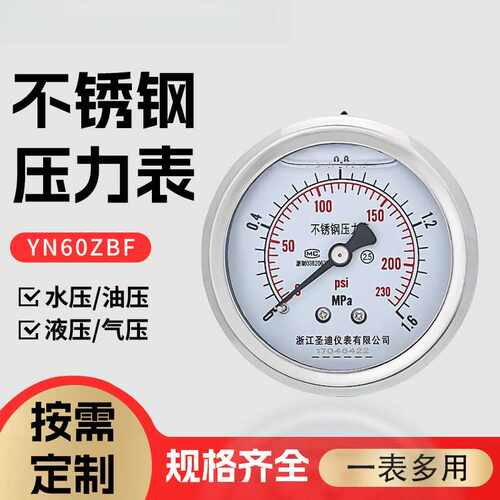 轴向无边耐震压力表yn60zbf
