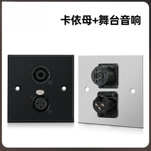 86型D型卡侬母舞台音响不锈钢面板多媒体墙壁欧姆头插座高清舞台