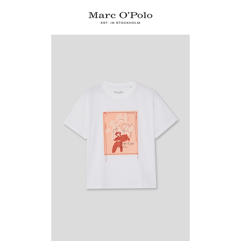 marc opolo/mop女全棉艺术图案印花宽松短袖t恤衫