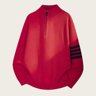 大红色TB四条杠冬季保暖毛衣男款