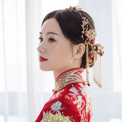 中式复古装金色新娘头饰龙凤褂秀禾服配饰凤冠霞帔发饰结婚饰品
