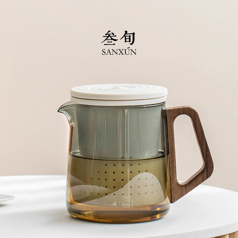 叁旬无争玻璃茶壶家用大容量防烫单壶茶水分离懒人泡茶壶陶瓷茶具