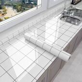 大理石厨房台面防油贴纸耐高温铝箔底自粘石英石桌面灶台贴膜强粘