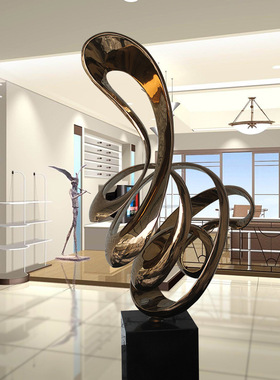 雕塑公司定制酒店家居不锈钢雕塑摆件欧式抽象电镀高档金属工艺品