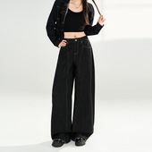 潮流酷飒街头黑金弯刀裤 女装