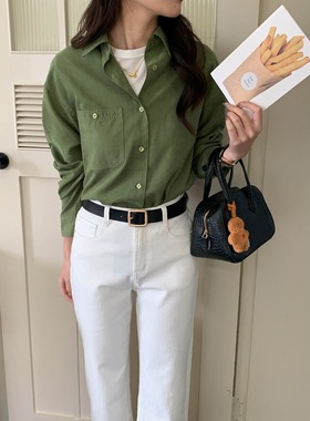 3th Morning 知识分子风 复古磨毛灯芯绒衬衫早秋新款