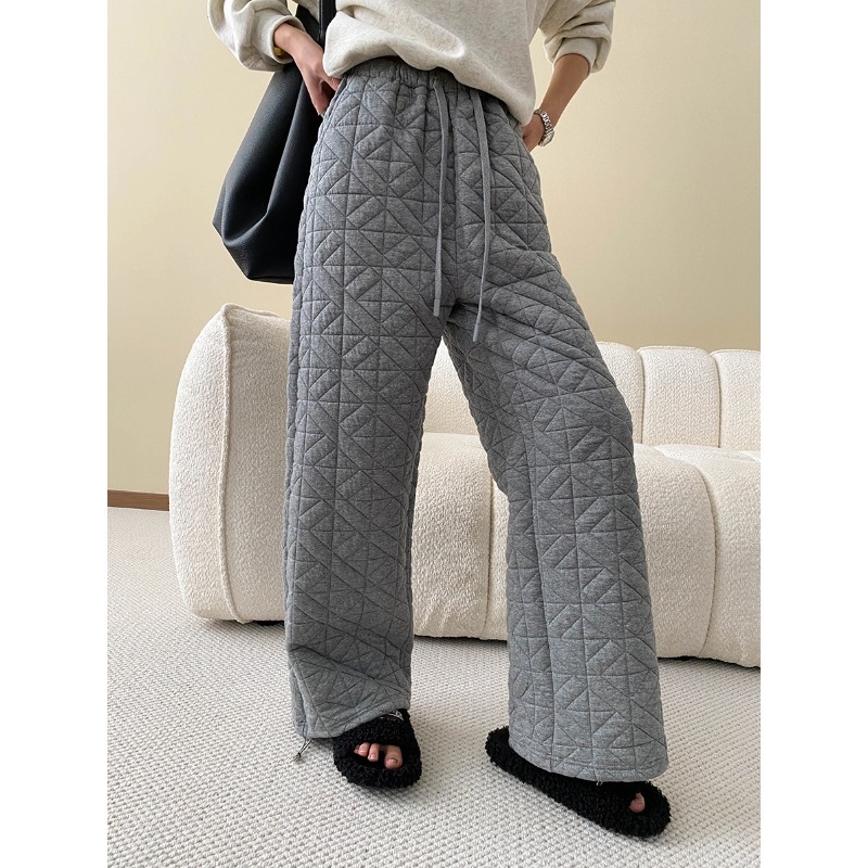 司南 遛弯神裤 抽绳松紧高腰显瘦菱格夹棉保暖休闲阔腿裤