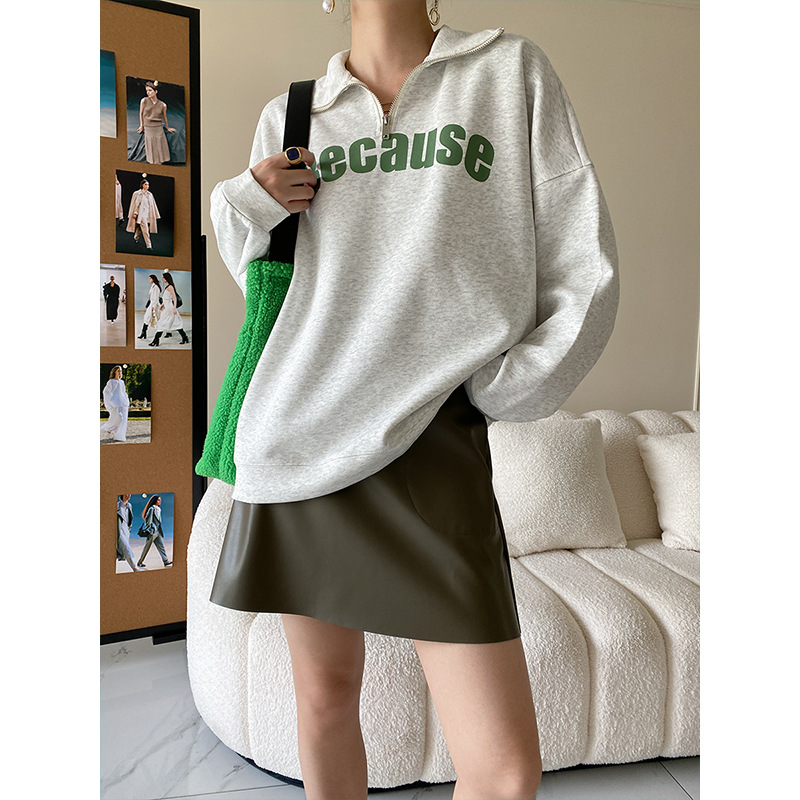 司南 美式复古polo领宽松字母卫衣设计感2025年秋冬新款 SN1937