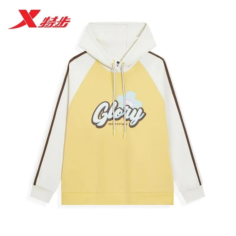 特步女连帽卫衣2025秋冬新款