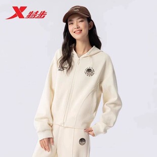 特步好运连连针织连帽上衣2025春季新款卫衣外套女975128940220