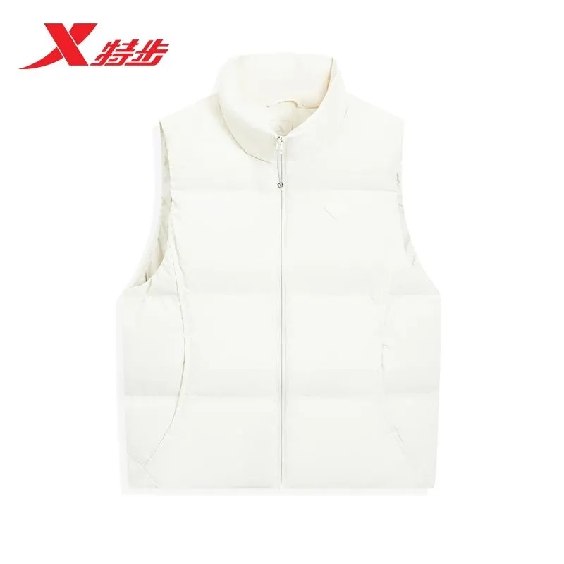 特步立领羽绒马甲女2025冬季新款