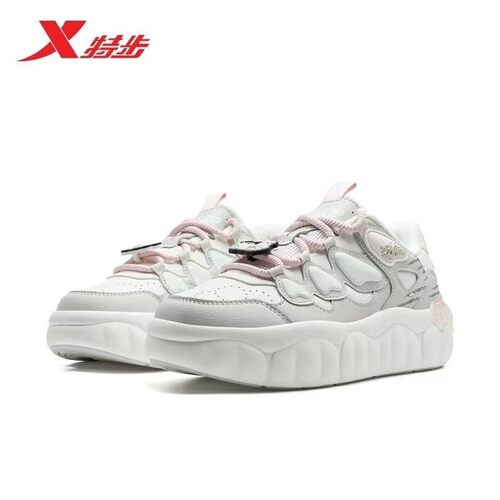特步布丁鞋女春季新款轻便板鞋