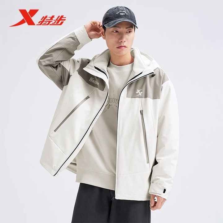 特步高校冬令营两件套男款秋冬新款户外保暖夹克外套976428400581