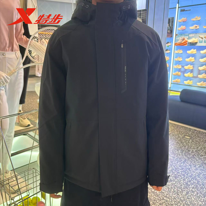 特步男装运动薄棉服防风保暖