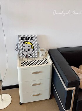 日本进口抽屉式ins风收纳柜家用卧室床头柜日式多层储物柜子白色