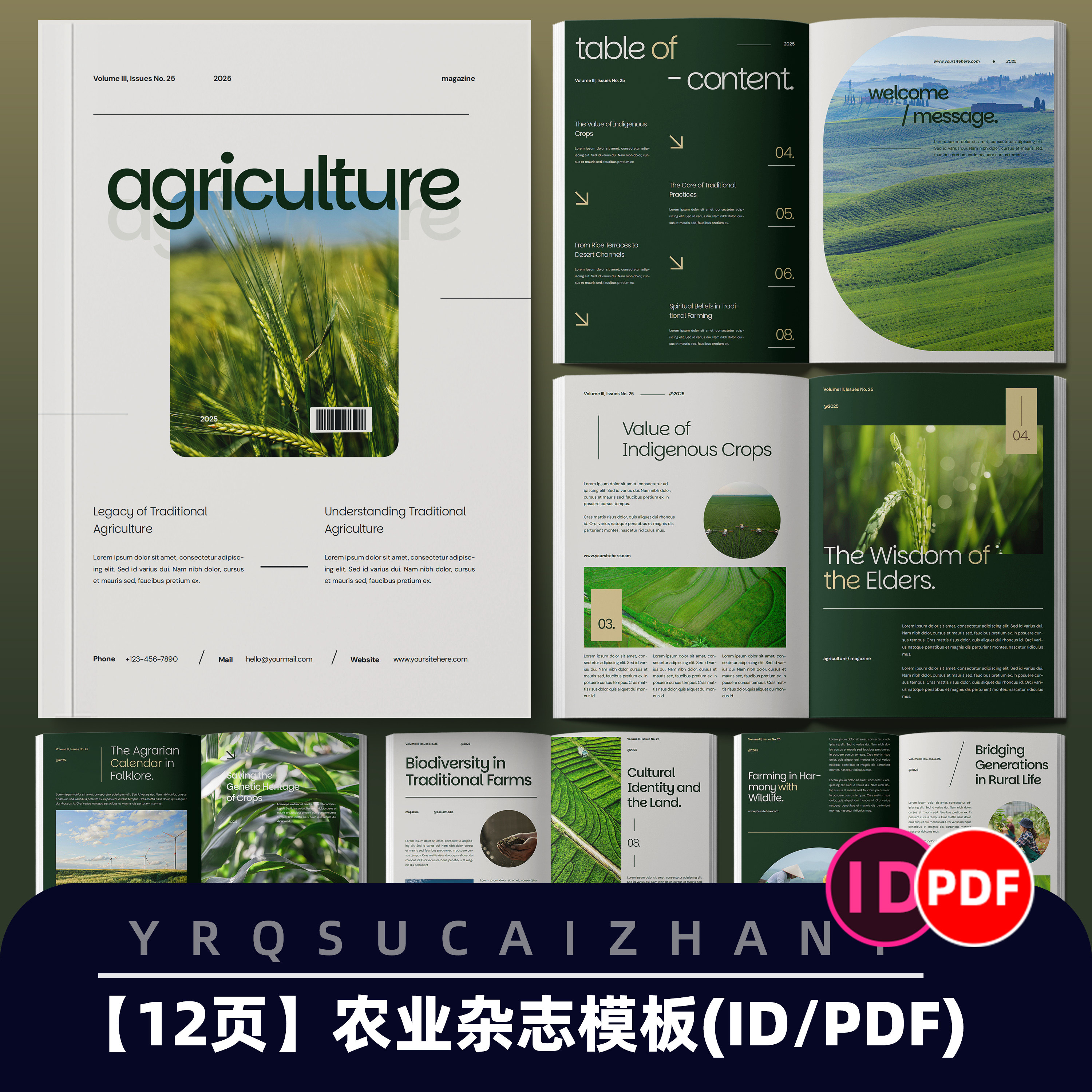 N255绿色农业生态科技发展杂志排版企业宣传手画册IDPDF格式模板