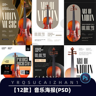 N008大小提琴独奏毕业古典音乐会宣传海报设计模板PSD素材模板