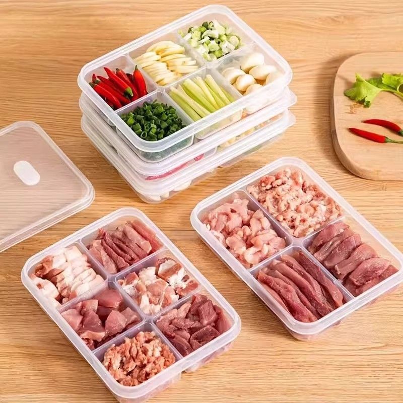 冷冻肉类专用备菜环保级收纳盒冰箱分格盒子保鲜盒带盖装盒配料