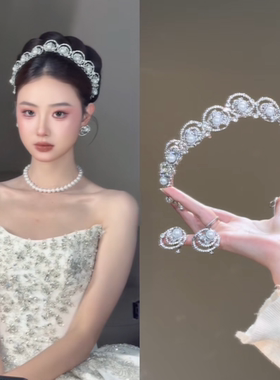 2026新款合金镶钻太阳花皇冠女复古婚礼饰品派对头饰新娘发饰2026