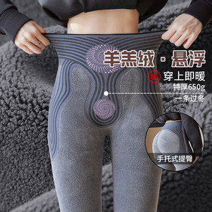 打底裤 加绒加厚高腰收腹东北超厚保暖裤 女外穿冬款 羊羔绒鲨鱼裤