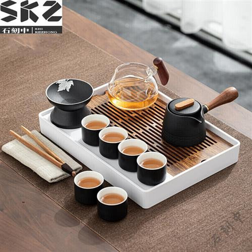 日式泡茶壶茶具套组家用客厅小型功夫陶瓷侧把壶轻奢茶盘 侧把壶(
