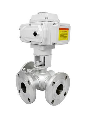 Q945F-16P电动法兰三通球阀DN80不锈钢T型电动三通球阀DN100 150