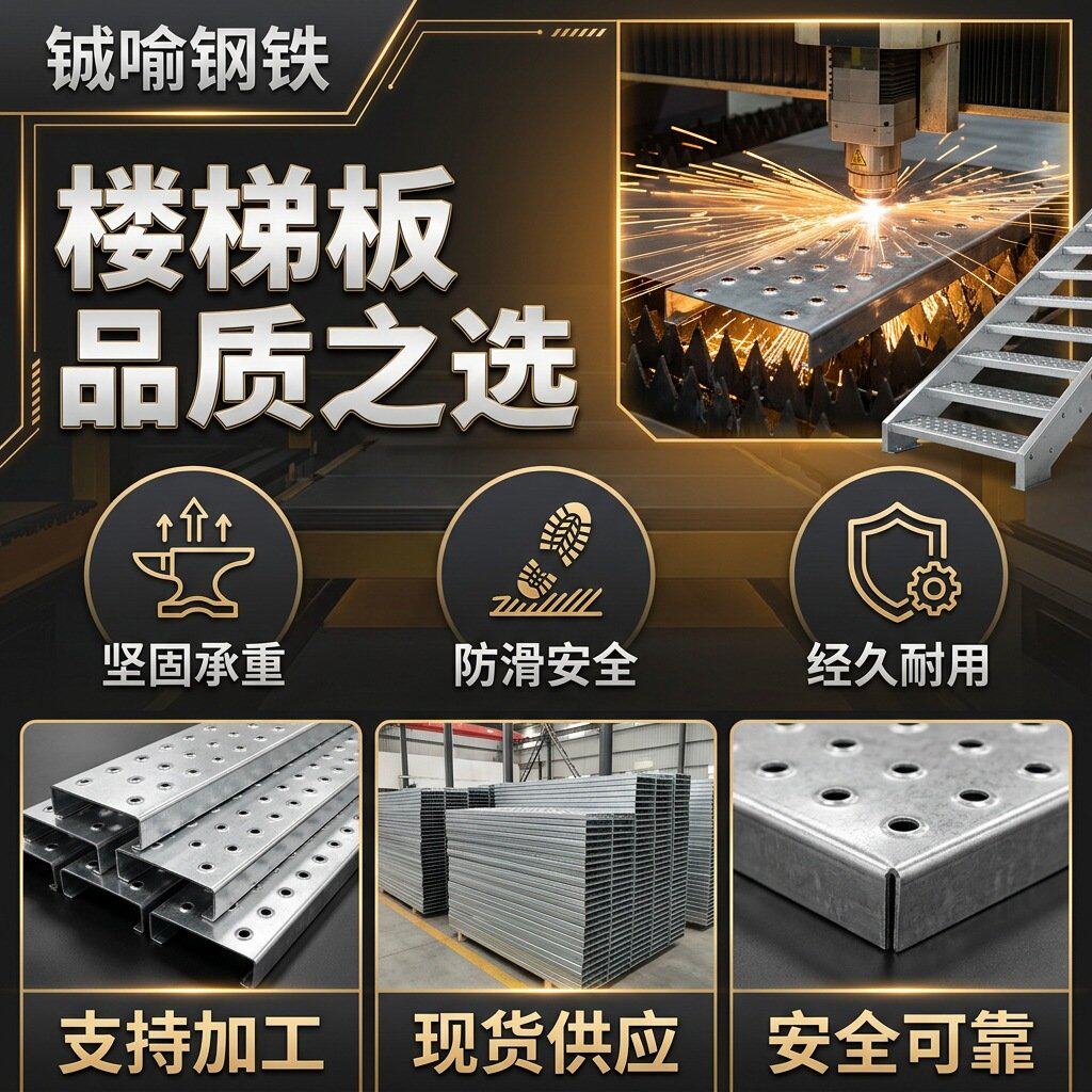 排水沟盖板工业楼梯板平台钢格栅齿形踏步板建筑施工用打孔焊接