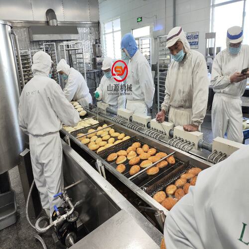 商用鸡腿面包油炸机 酸奶大麻花油炸设备 甜甜圈油炸生产线