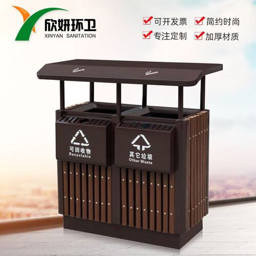 户外不锈钢垃圾箱环卫分类果皮箱景区市政商圈用双筒大号垃圾桶