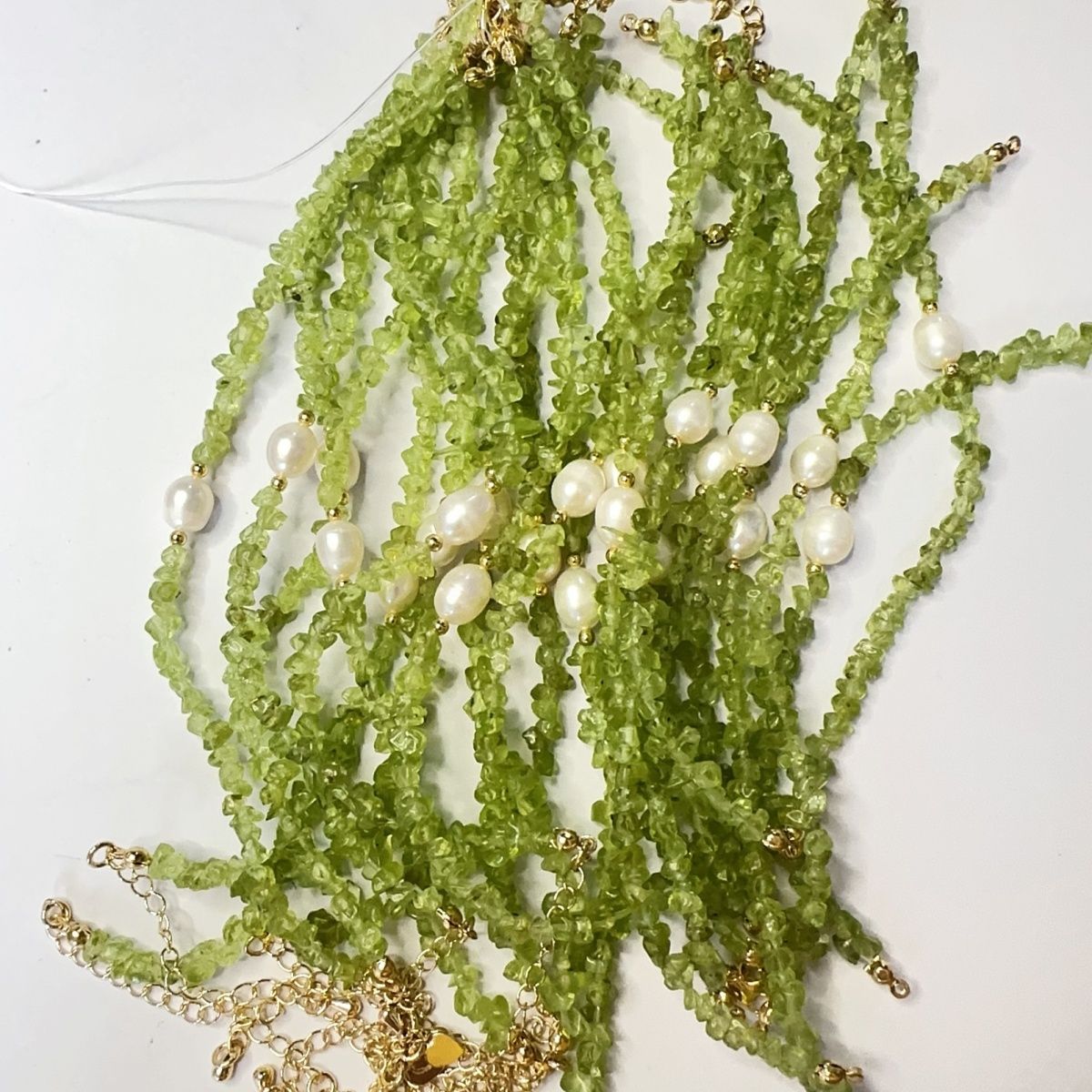 天然橄榄石不规则随形橄榄石天然淡水珍珠手链森系ins风助力好运