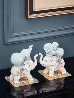 陶瓷葫芦白菜大象一对玄关电视柜酒柜客厅招财新房装饰品家居摆件