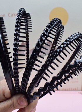 亚克力发饰 新款黑色发箍洗脸带齿头箍防滑压发发窟女长齿发卡女