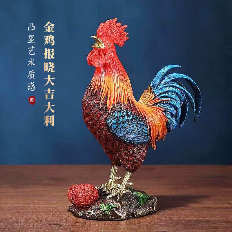 公鸡摆件风水吉祥物招财仿真大公鸡十二生肖乔迁婚房客厅吉祥
