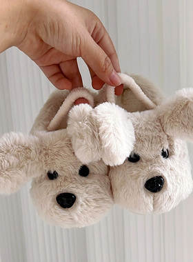 小狗儿童拖鞋冬季宝宝棉拖保暖防滑室内家居可爱加厚包跟加绒防臭