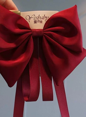 女宝宝头饰大蝴蝶结发饰发夹公主后脑勺过新年小女孩红色女童发饰