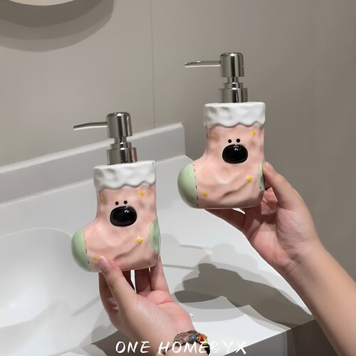 袜子小狗乳液瓶家用卫生间水乳分装瓶高颜值洗手液台面按压瓶装饰