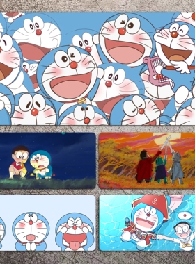 超可爱哆啦A梦鼠标垫超大号锁边机器猫女生日系动漫学习桌垫办公