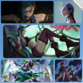 金克丝桌垫双城之战超大号英雄联盟鼠标垫jinx电竞游戏LOL键盘垫