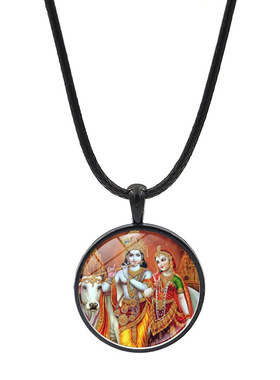 印度Radha Krishna克里希那拉妲奎师那和南迪吊坠项链护身符